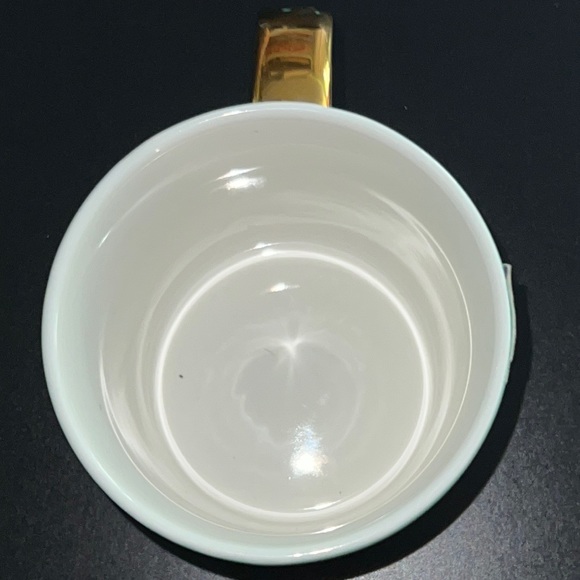 “resting beach face” gold on turquoise ceramic 14oz mug-NWT - Picture 3 of 8